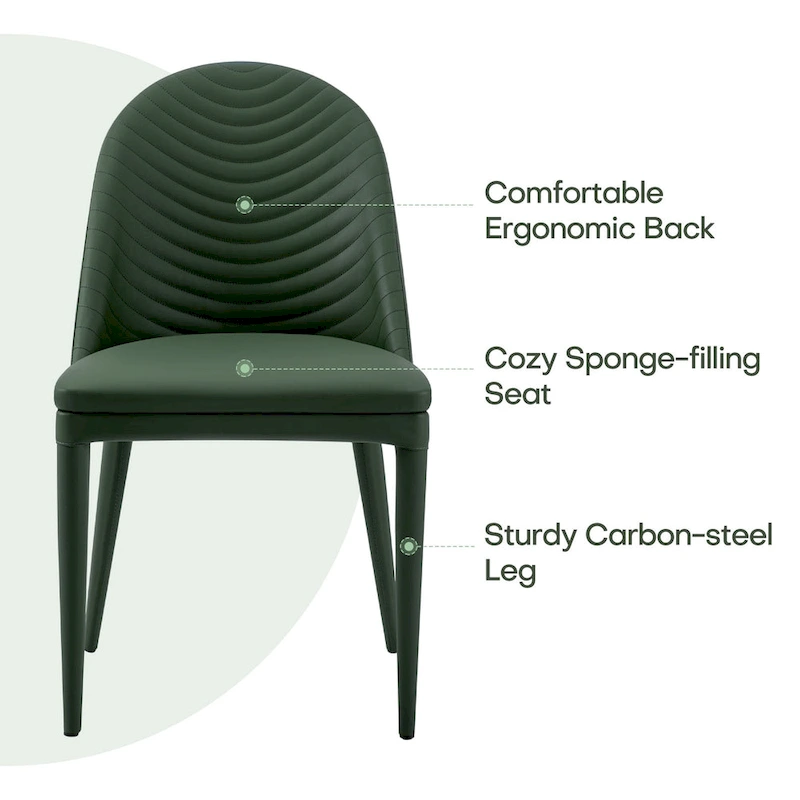 Fully Assembled Microfiber Leather Upholstered Dining Chairs, Set of 2 - 22.44 D x 18.5 W x 32.28 H