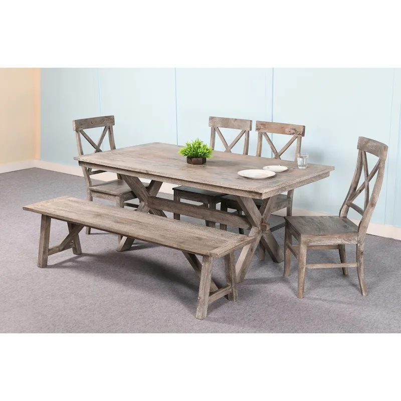 Traditional farmhouse Bench Seat Natural Look finish in Rowan Gray - 72 X 16 X 18