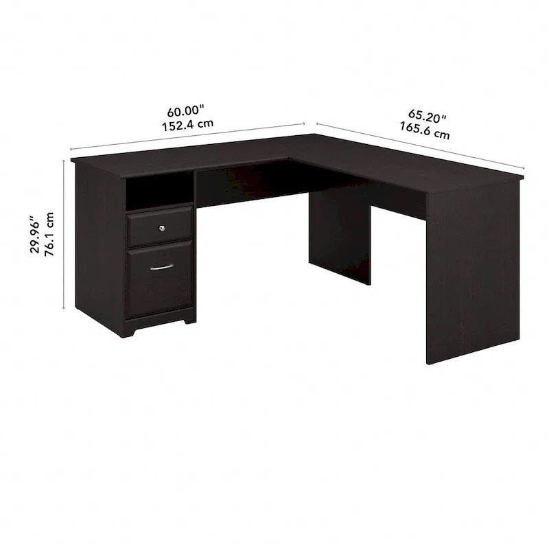 Cabot 60W L-Desk with Hutch and Drawers by Bush Furniture