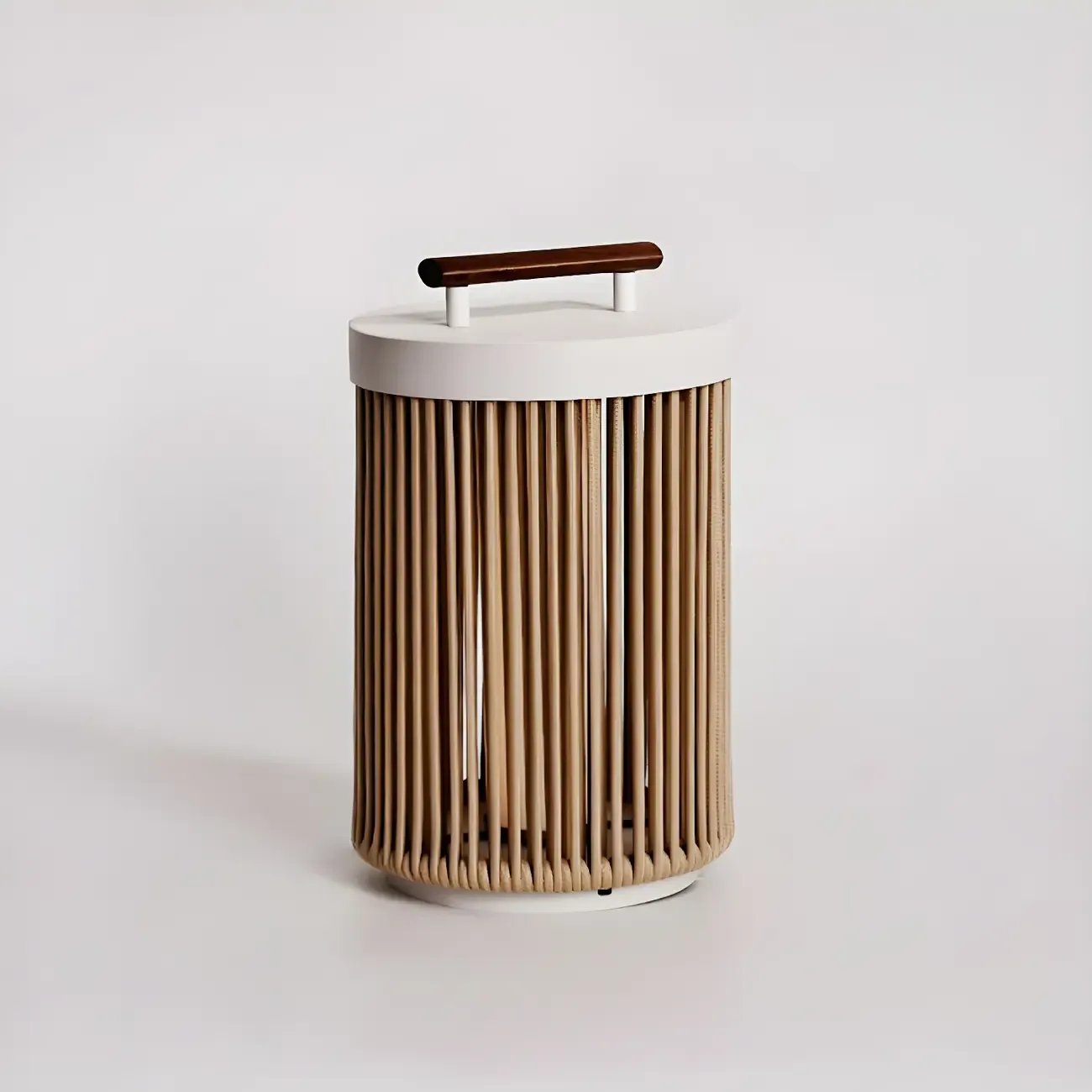 Rattan Grid Metal Cylindrical Post Cap Light