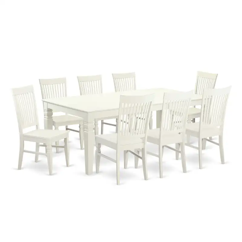 East West Furniture Dining Table Se- A Rectangle Dining Room Table and Wood Seat Chairs, Linen White (Pieces Options)