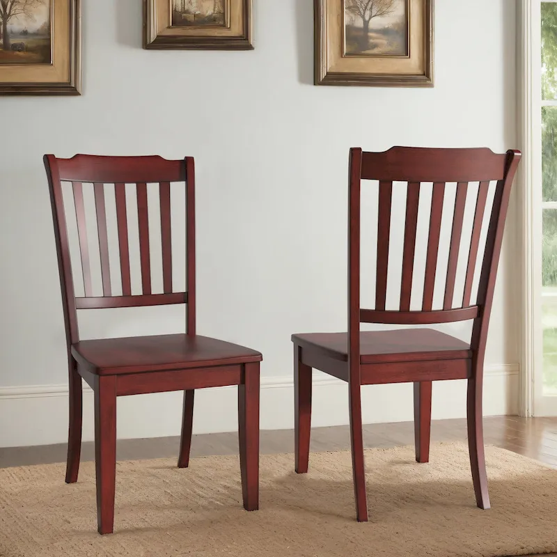 Ronda Slat Back Wood Dining Chairs (Set of 2)