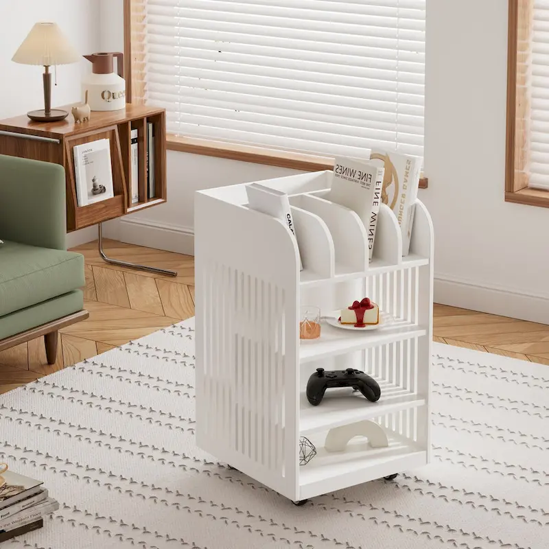 6-Shelf Rolling Kitchen Cart with Spice Rack and Locking Casters