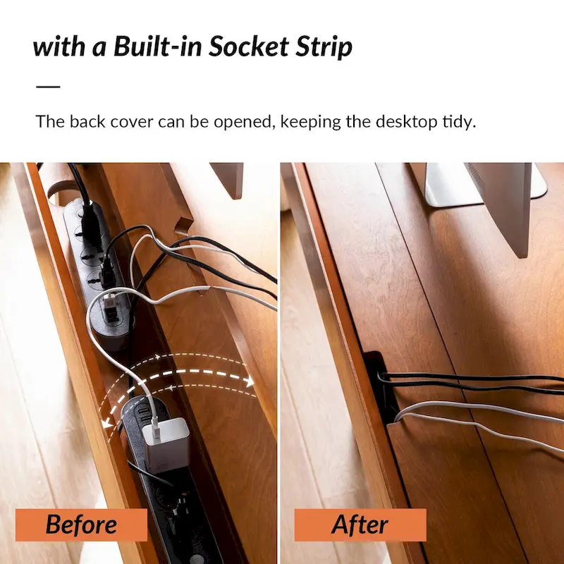 Walnut Mid-Century Office Desk with 3 Drawers and Charging Station