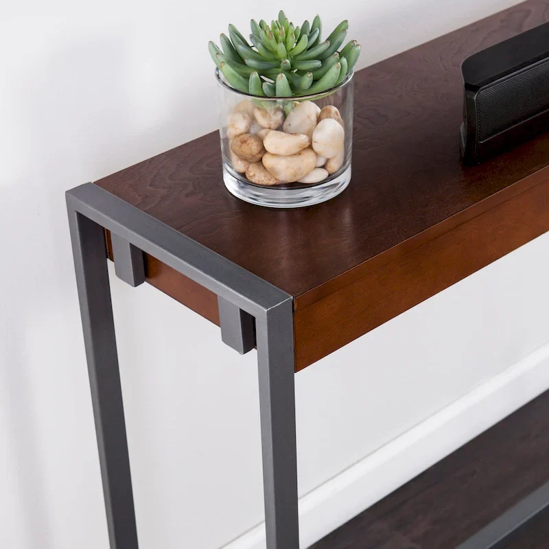 SEI Furniture Macen Modern Narrow Industrial Console Table