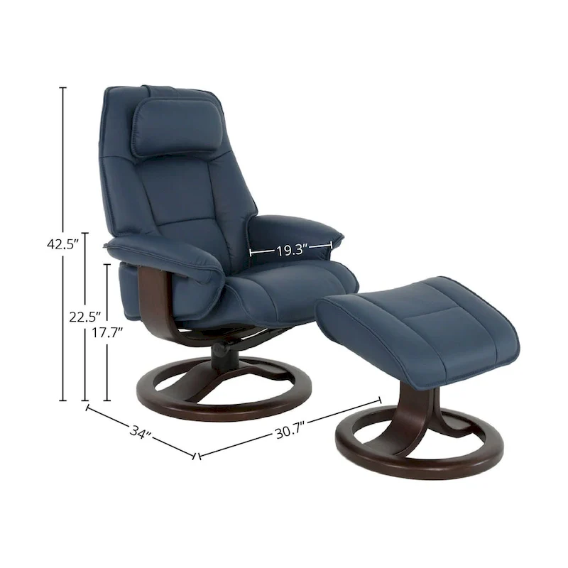 Admiral R Leather Recliner and Ottoman