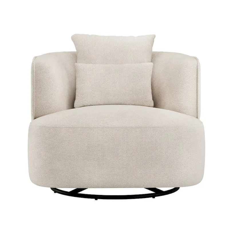 LUE BONA 2 Set Swivel Accent Armchair Fabric Blend, Modern Barrel Living Room Sofa Chair - 32.7  W x 32.7  D x 26.8  H