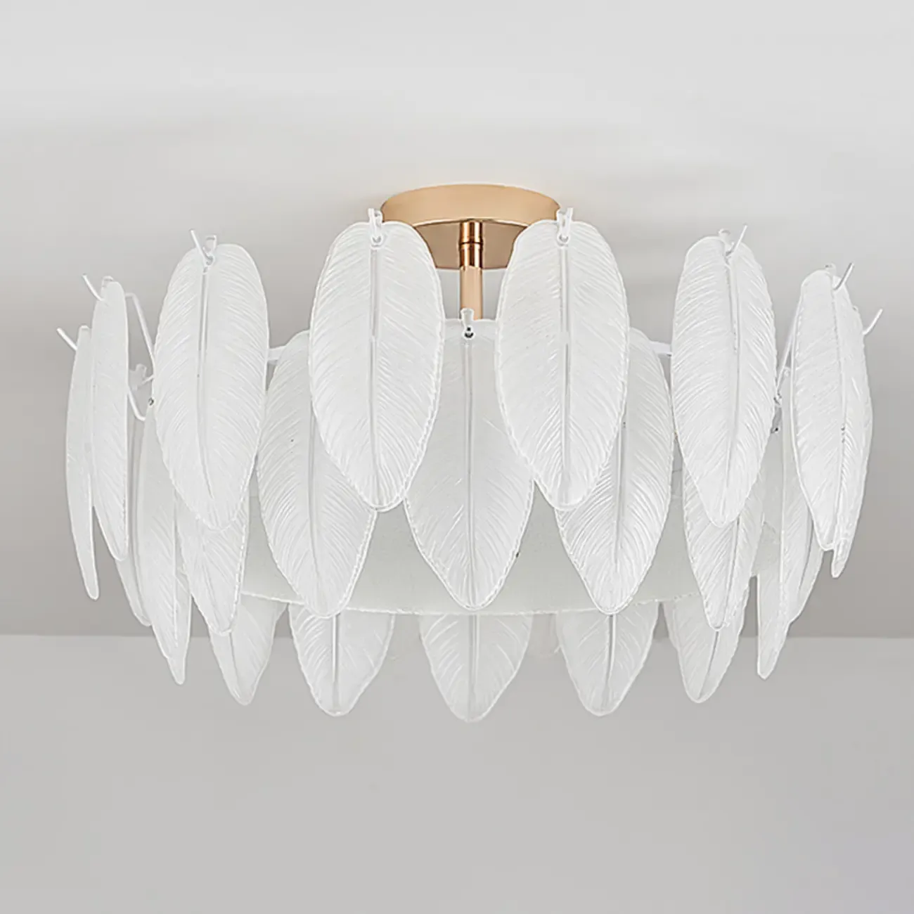 Modern Elegant Feather Glass Semi Flush Ceiling Light
