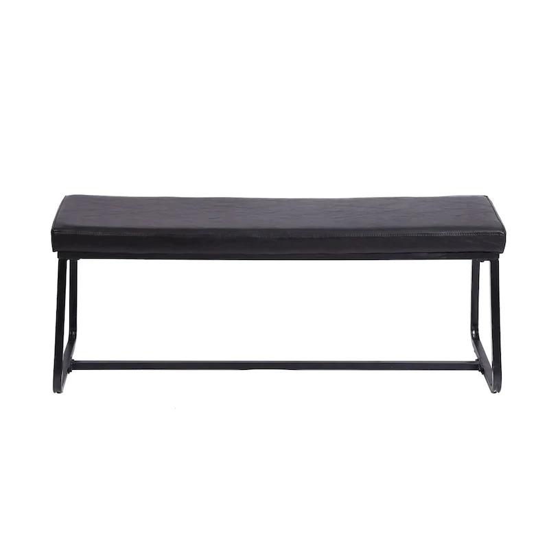 Home Remy Entryway Bench, PU Leather Upholstery, Iron Legs