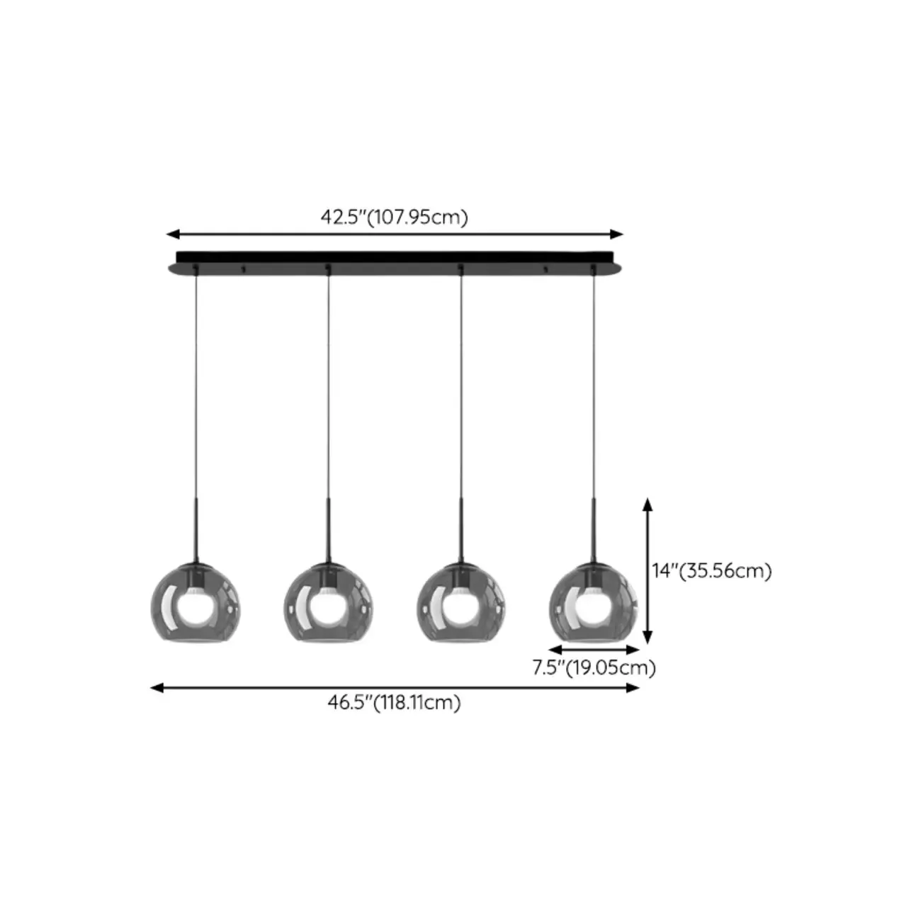 Modern 3-Light Glass Kitchen Pendant Light Adjustable Height