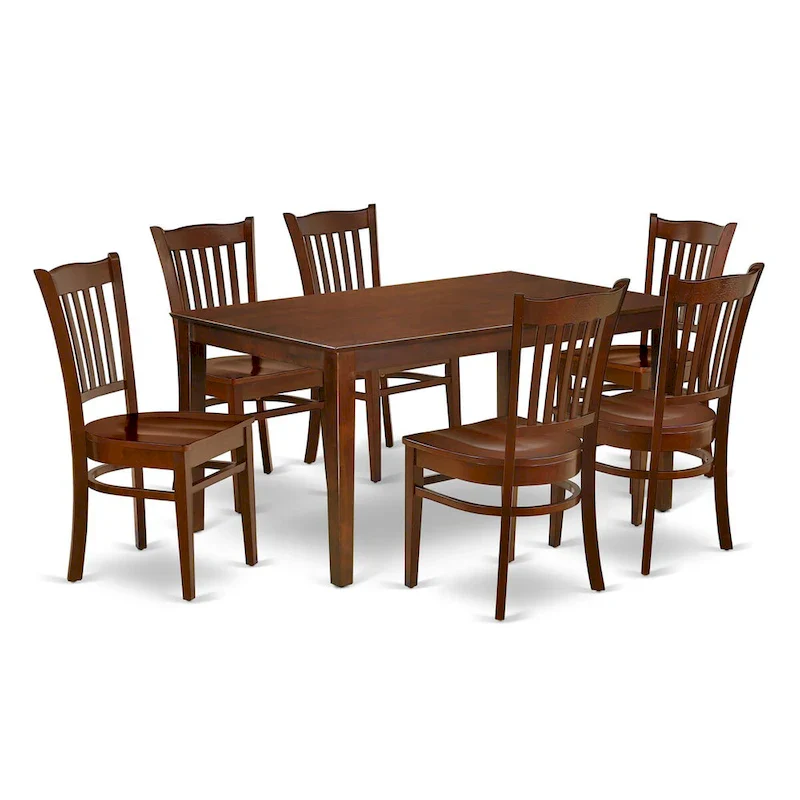 Dinette Set- a Rectangle Dining Room Table and Wooden Seat Dining Chairs, Mahogany (Pieces Options)