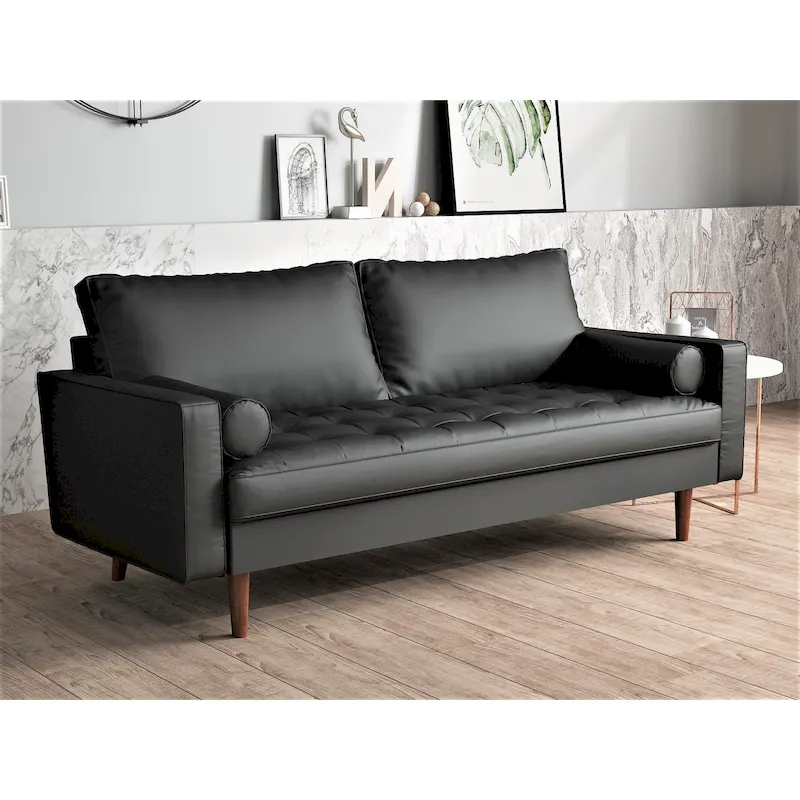 US Pride Lopez Faux Leather Mid-century Modern Sofa
