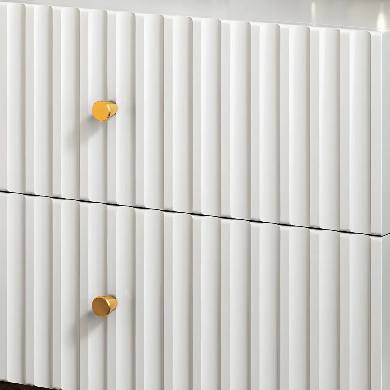 Modern Wooden Stripe Gold Accents Stylish Nightstand