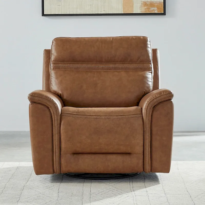 Cooper Leather Power Recliner - Camel