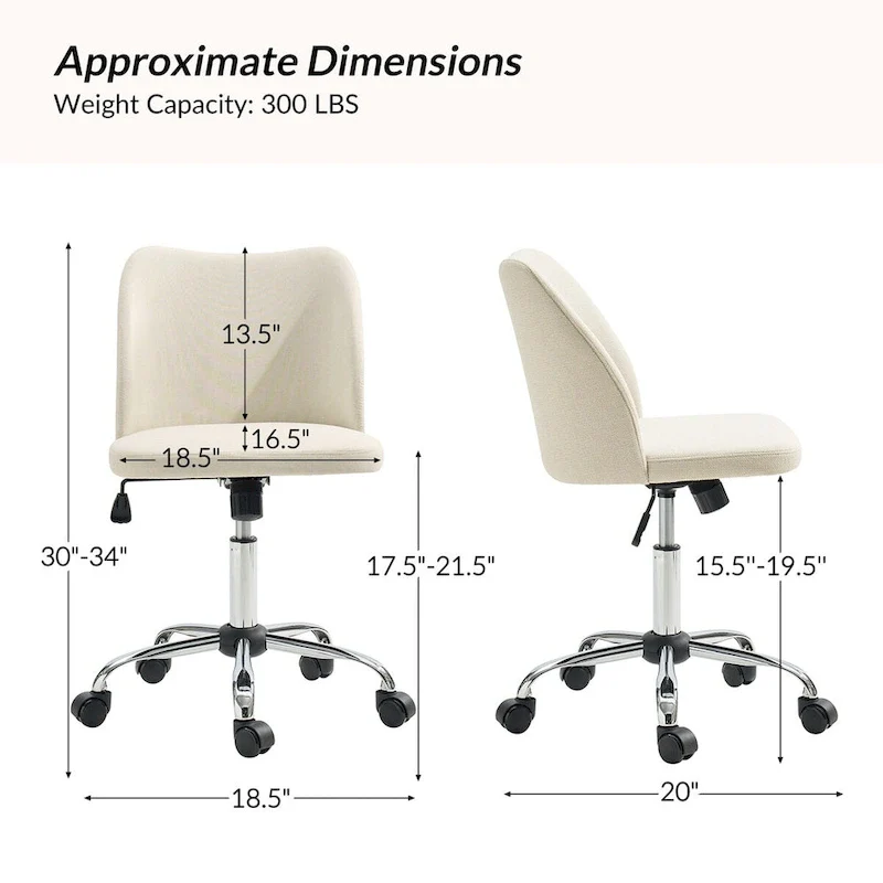 Sergio Modern Armless Office Chair with Mental Leg by HULALA HOME