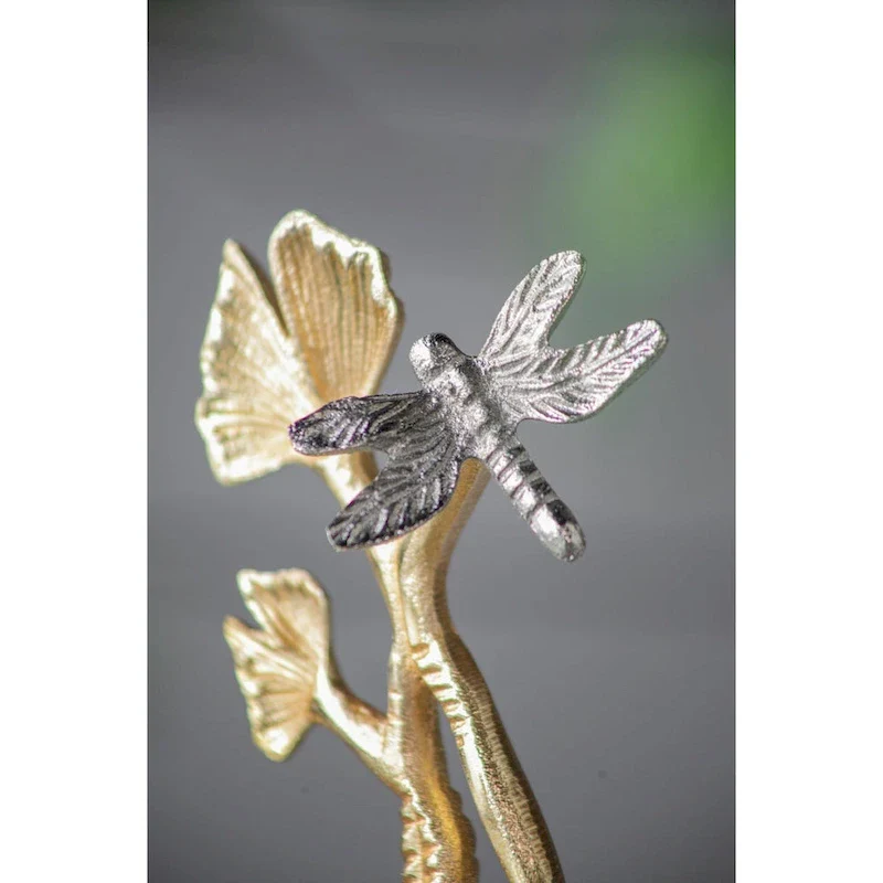 A&B Home Gingko Leaf Nut Bowl with Dragonfly Detail