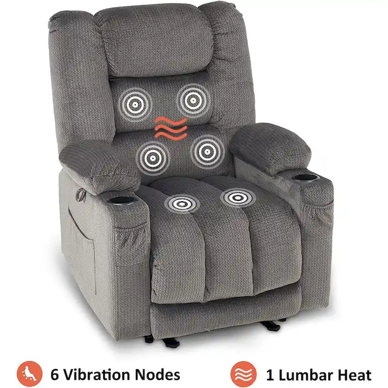 Electric Power Recliner Chair with Heat and Massage, Fabric 6079/PR670
