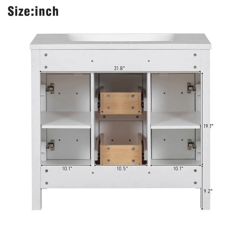 Bathroom Vanity Cabinet with Resin Integrated Sink