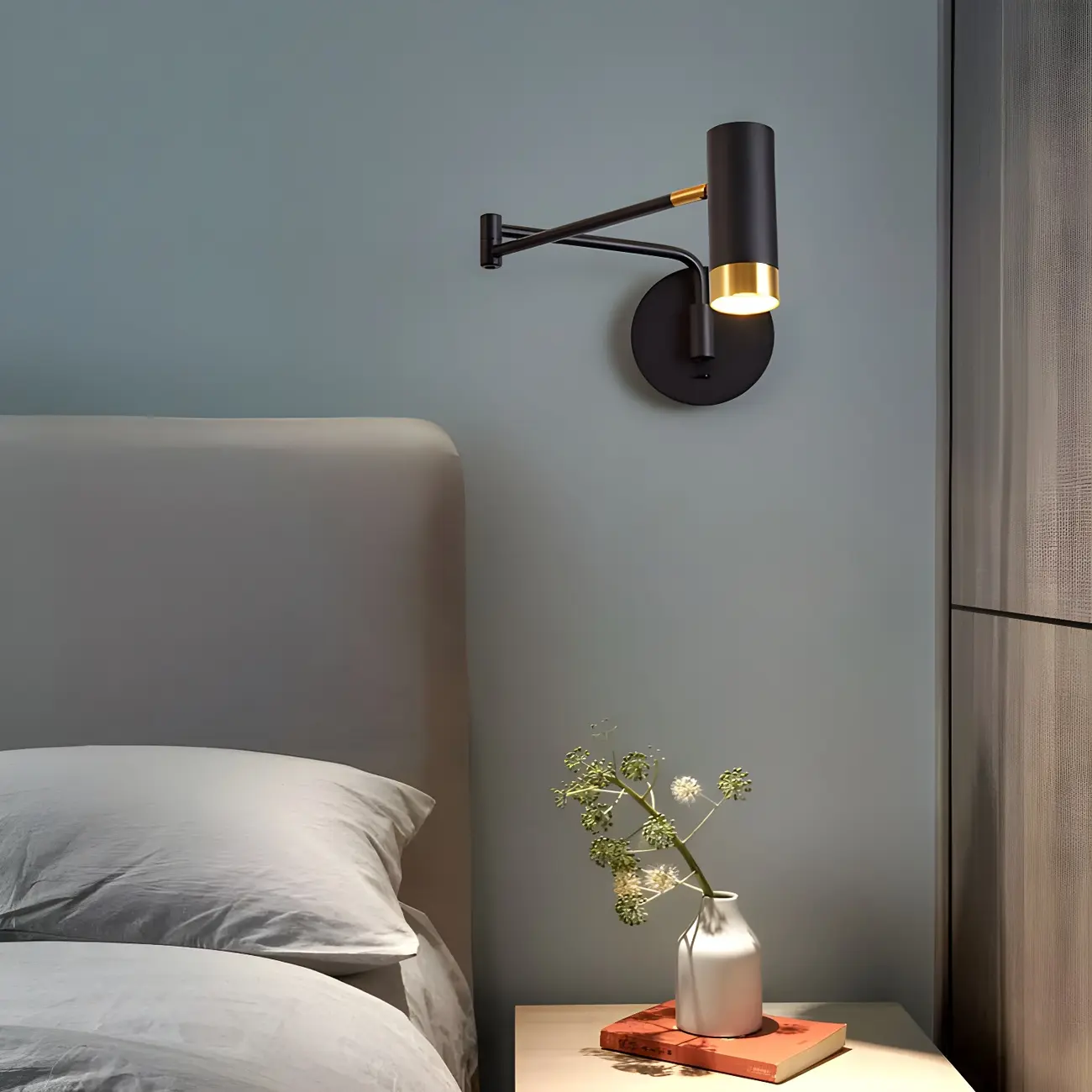 Modern Metal White Black Adjustable Swing Arm Wall Light