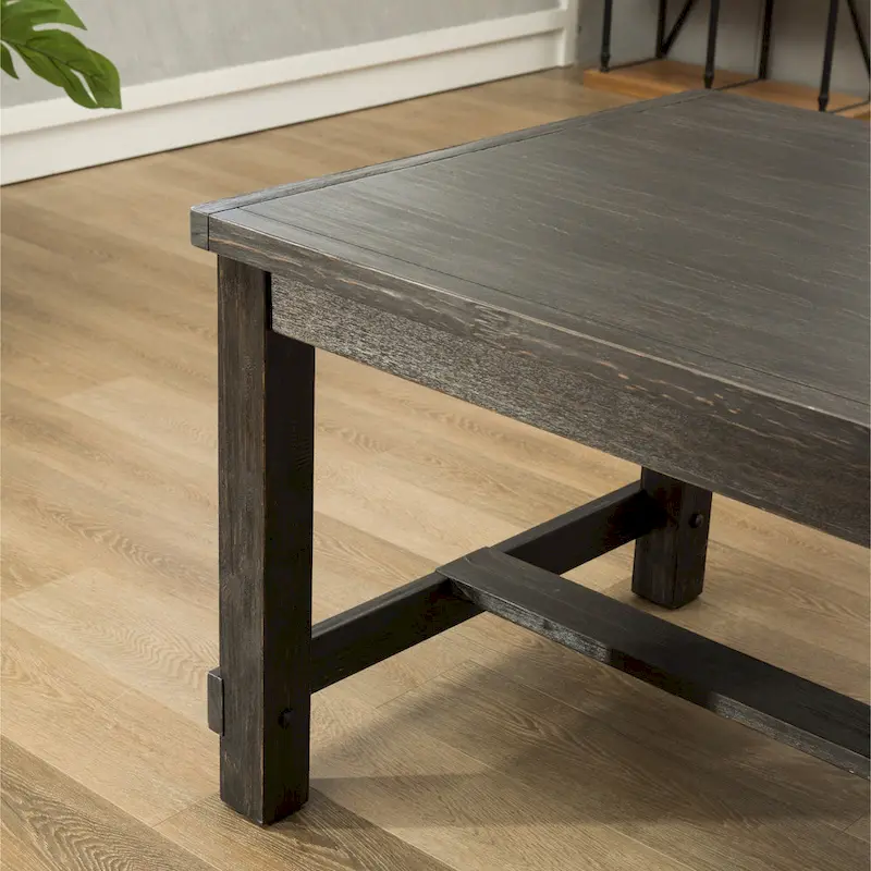 Roundhill Furniture Leviton Antique Black Finished Wood 7-piece Dining Set