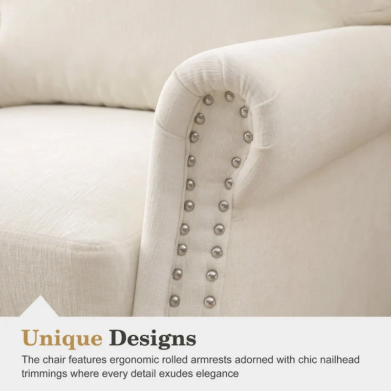 Modern Upholstered Armchair Nailhead Trim Accent Chair (Set of 2)