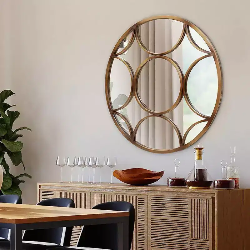 Howard Elliott 32" Round Wall Mirror: European-Inspired, Intricate Detail, No Assembly Required