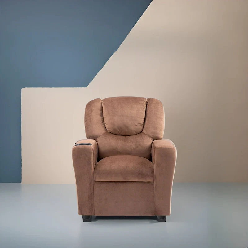 Kids Push Back Recliner Chair with Cup Holder - For Ages 3+