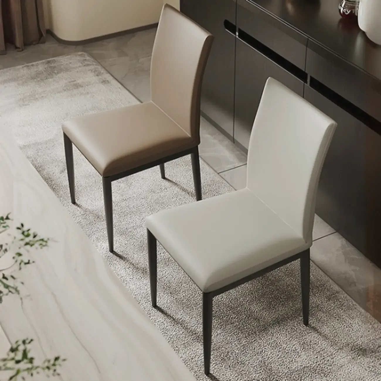 Modern Faux Leather Upholstered Solid Back Dining Chair