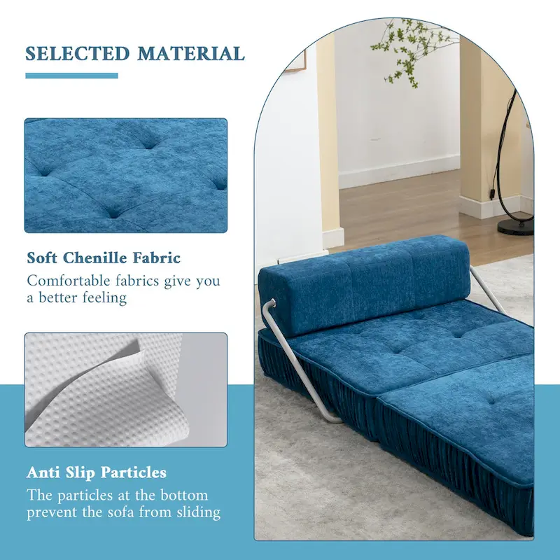 Convertible Sofa Bed,Modern Chenille Upholstered Sleeper Chair