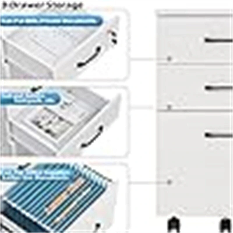 3 Drawer Wood Mobile File Cabinet - 26.5 D x 18.6 W x 6.9 H