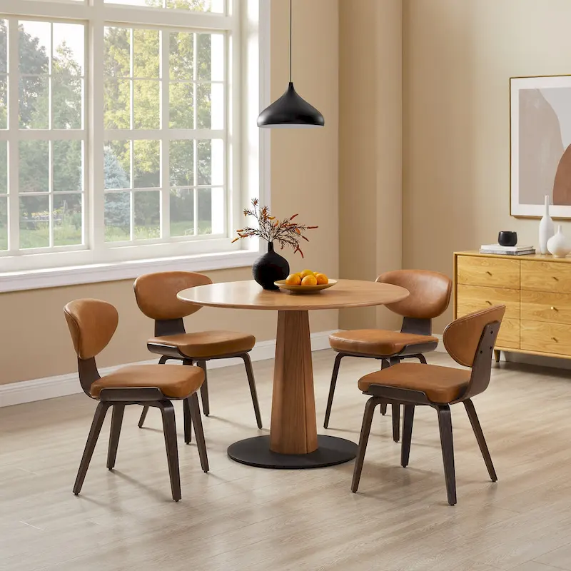 Art Leon Wood and PU Leather Dining Chair (Set of 2).