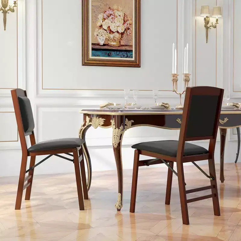 Costway 2/4 Pack Folding Dining Chairs Foldable Chairs with PVC Padded Seat & High Backrest Walnut/Black/Brown