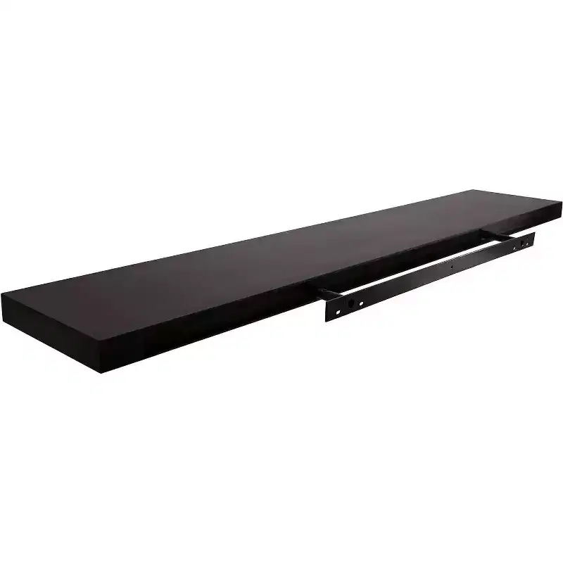 Kiera Grace 47"x9" Aberg Floating Shelf Black: Built-In LED, Touch-Activated, MDF Composite