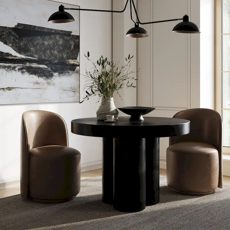 Modrest Bruni Modern Black Concrete Round Dining Table