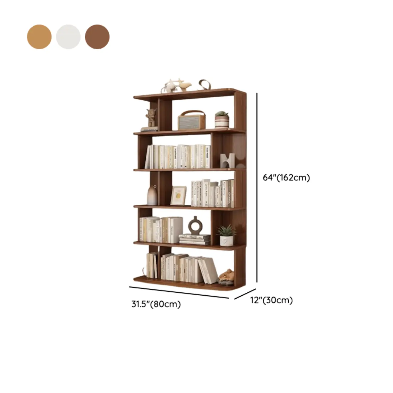 Modern White Open Back Wood 5 Shelf Bookshelf