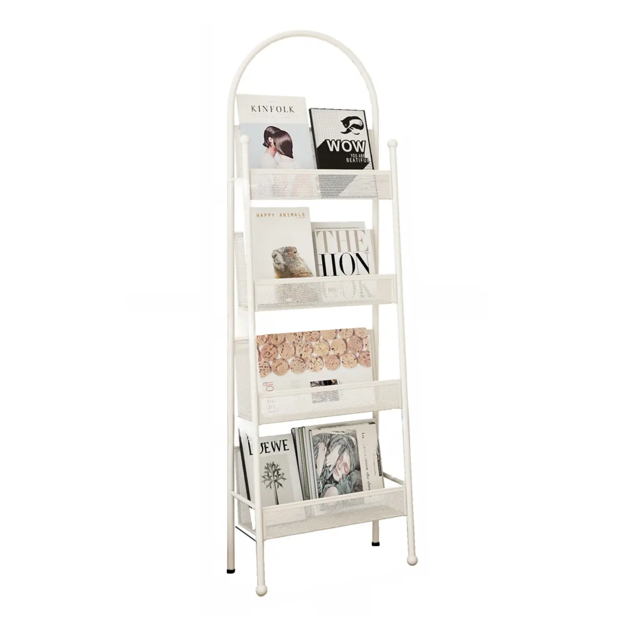 Vertical Metal 4-Shelf Open Back Ladder Bookshelf