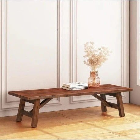 Acacia Wood Plant Stand Table - Chestnut Finish - Mid-Century Style