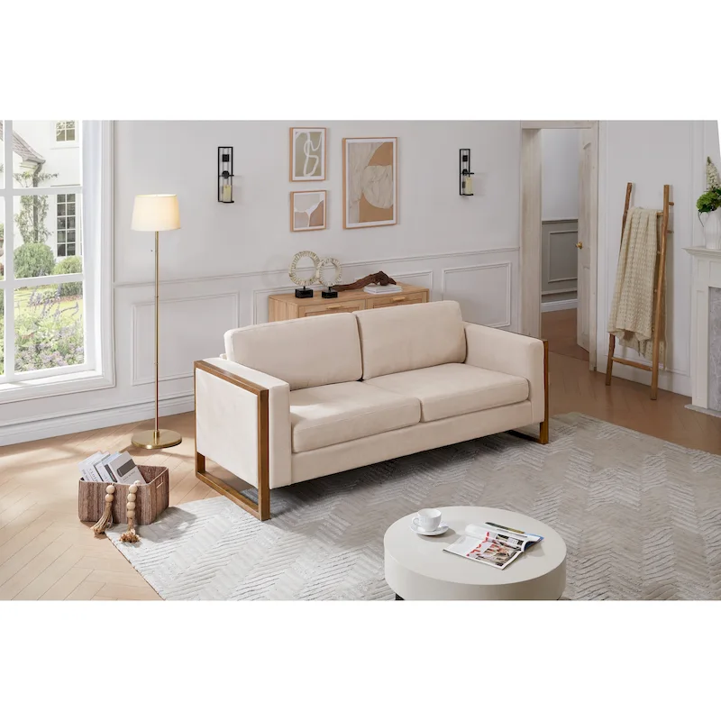 Modern 79-inch Sofa with Solid Wood Legs