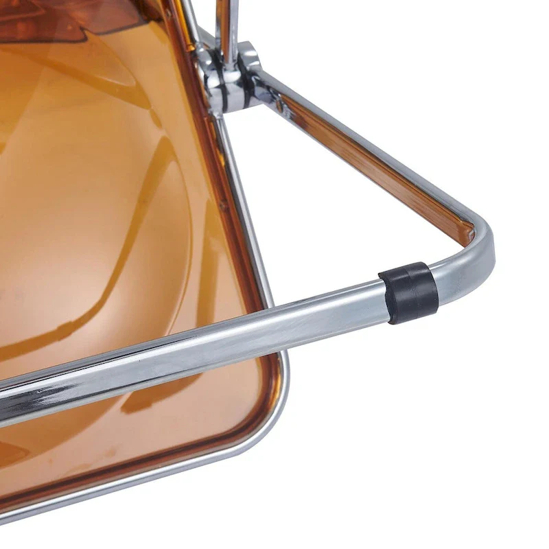 Acrylic Folding Dining Chair with Chrome Frame Set of 4 Lawrence Series by LeisureMod