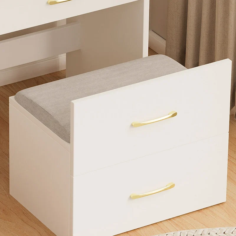 White 3-in-1 Vanity Desk with Flip-Up Mirror, Glass Top, Jewelry Storage and Cushioned Stool – 1 Person