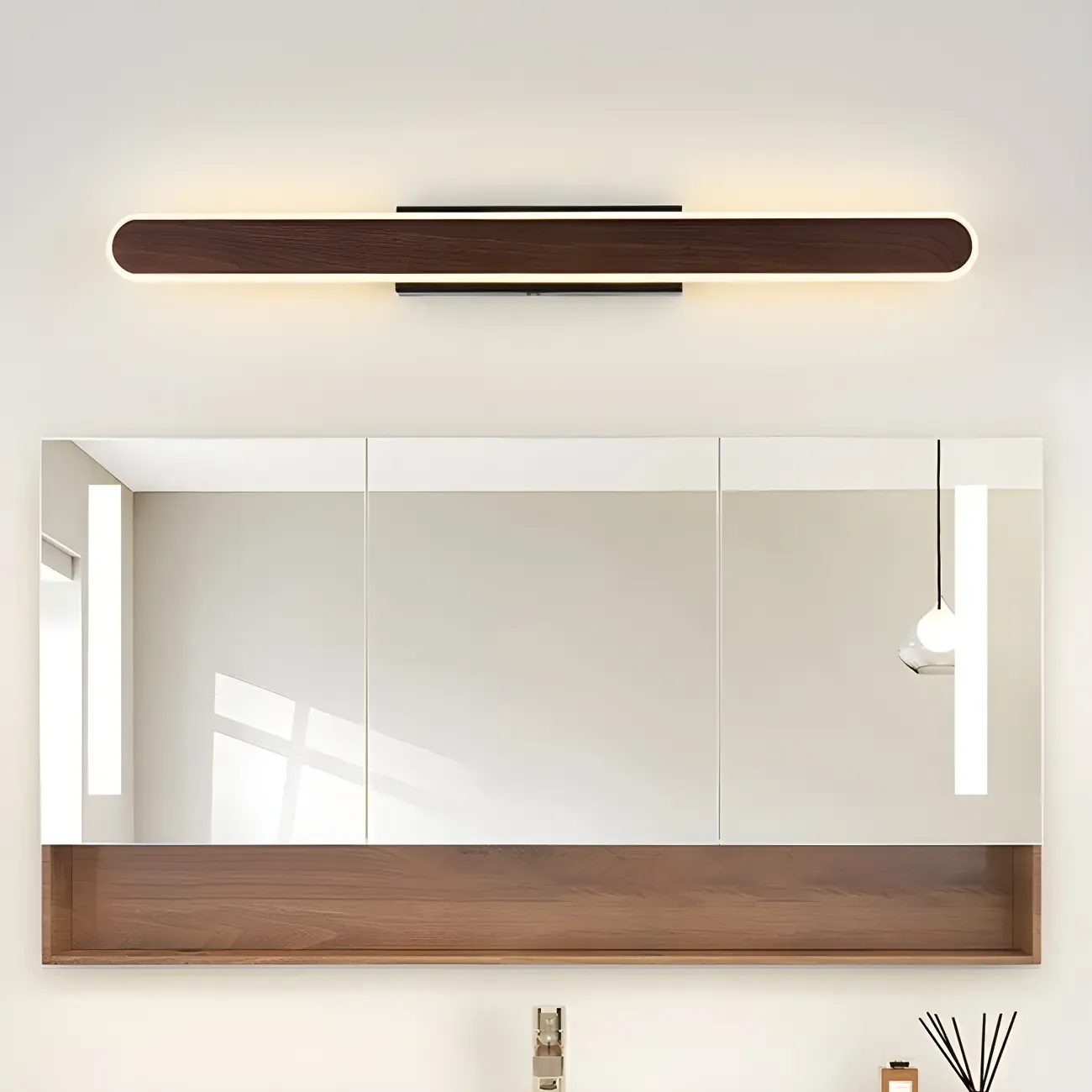 Modish Walnut Oval Acrylic LED Vanity Light