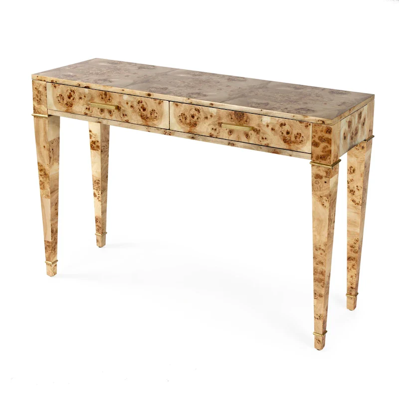 Kai 2 Drawer 46  Burl Wood Console Table