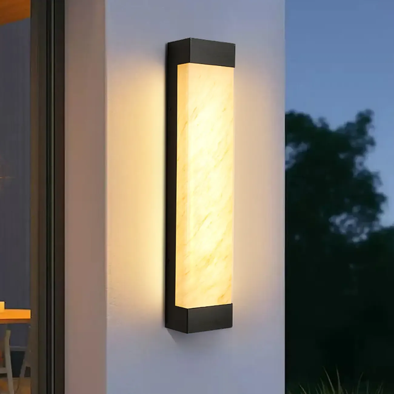 Contemporary Outdoor Plastic Beige LED Wall Sconce