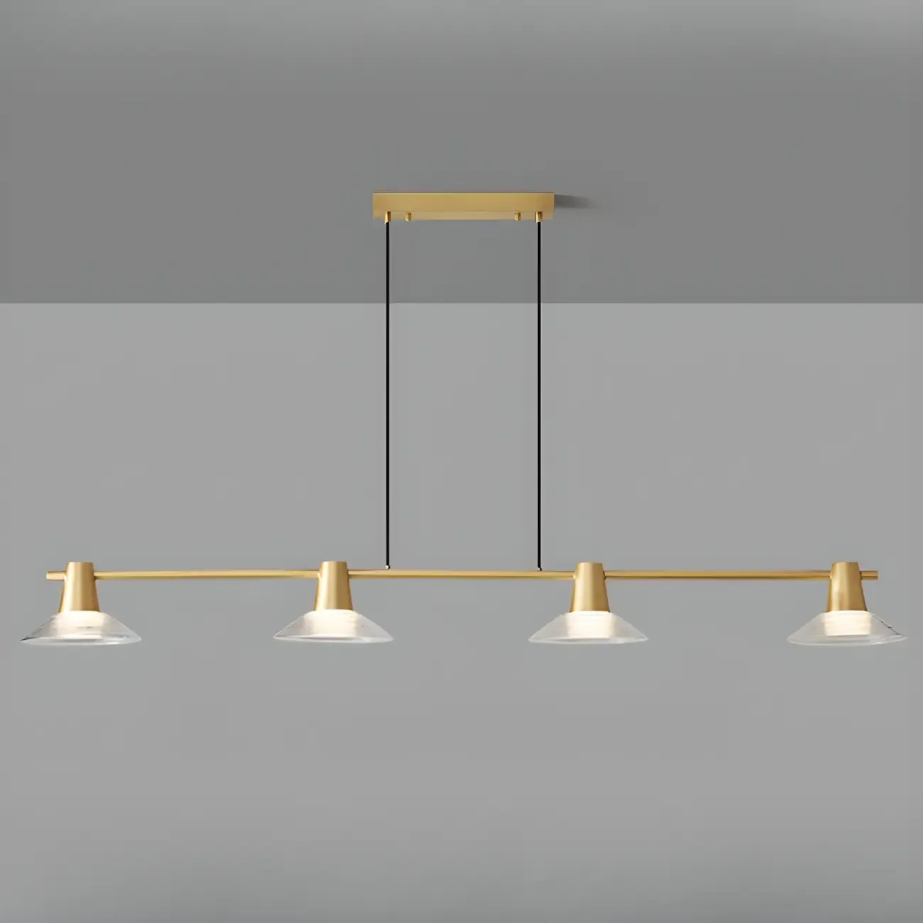 Modern Black Cone Glass 3-Light Island Light