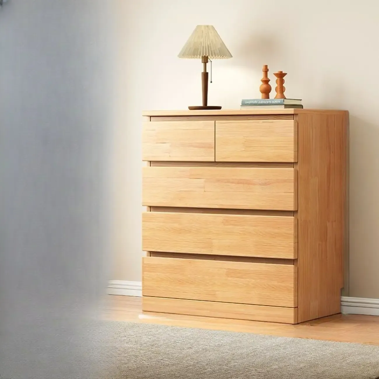 Modern Natural Wood Gloss Surface Dresser with 8-Drawers