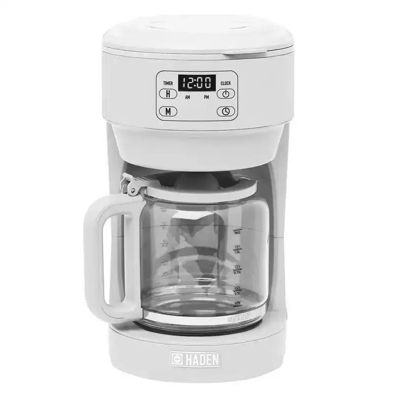 Haden Chelsea Coffee Machine, 10 Cup Programmable Drip Coffee Maker with Auto Shut-Off Function and Keep-Warm Function, Ivory  Chrome