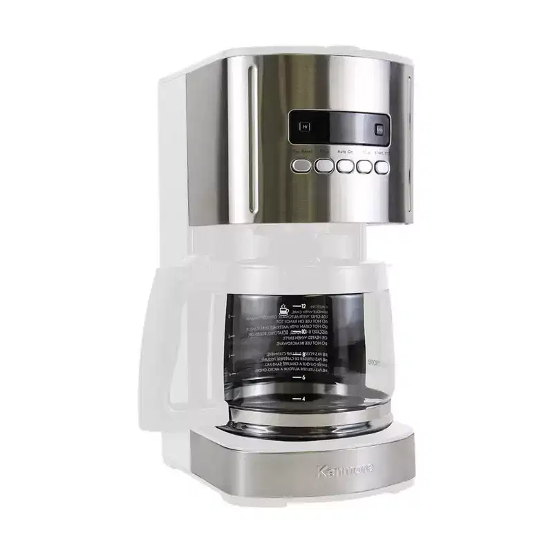 Kenmore 12 Cup Aroma Control Programmable Coffee Maker - White/Stainless: Drip Coffee Pot, Automatic Shut-Off, Dishwasher-Safe