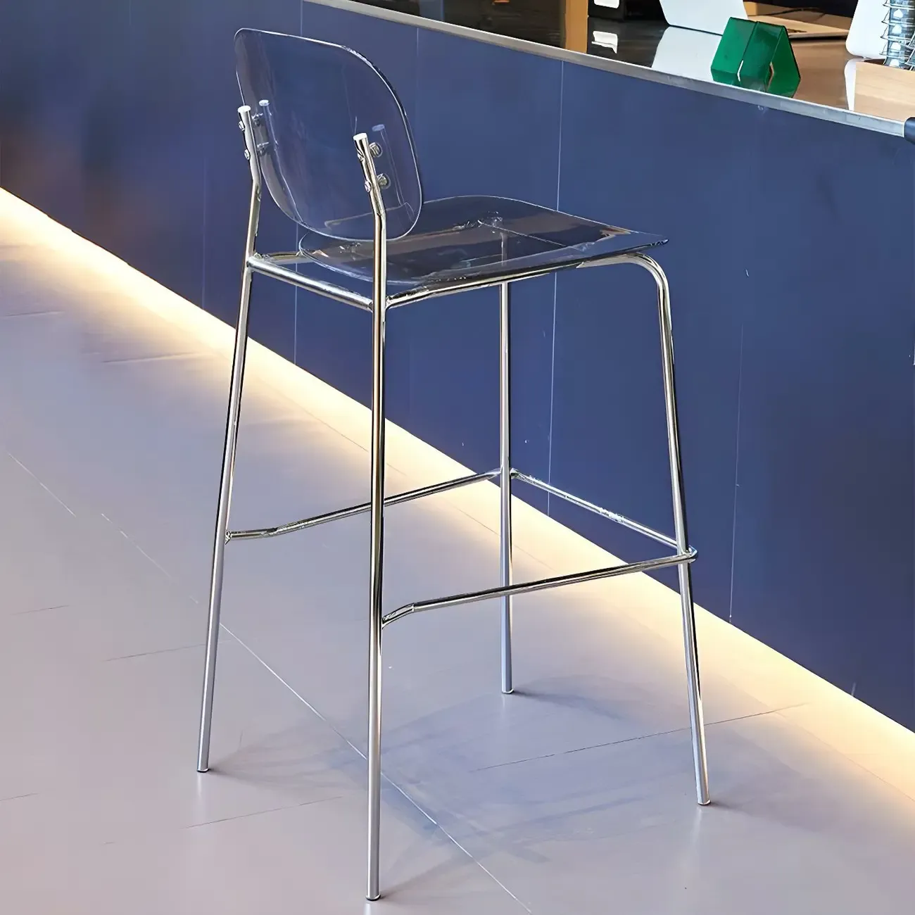 Modern Metal Counter Height Acrylic Bar Stools