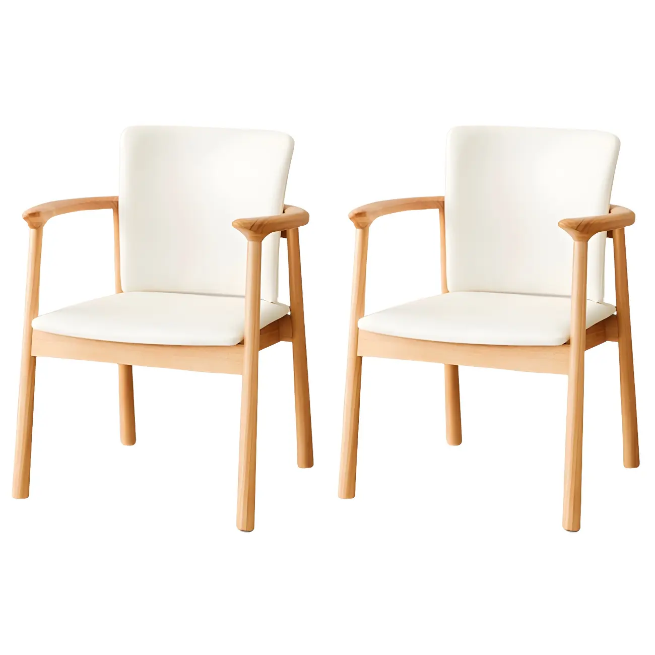 Modern Upholstered Rubberwood Arm Dining Chair Set of 2