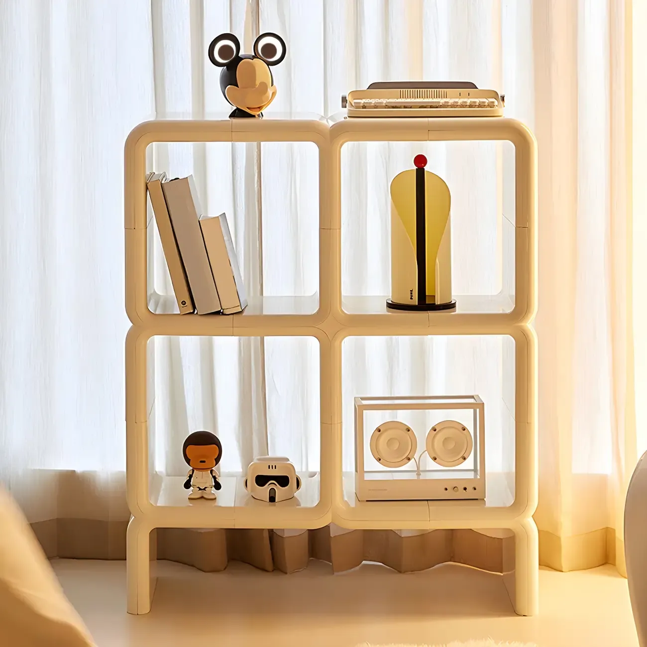 Stylish White Plastic Open Storage Display Cabinet